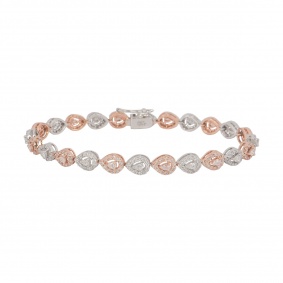 White and Rose Gold Diamond Line Bracelet 2.70ct G-H/VS